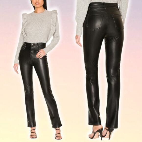 7 FOR ALL MANKIND Faux Leather Easy Slim Pant Sz Small - Picture 1 of 10
